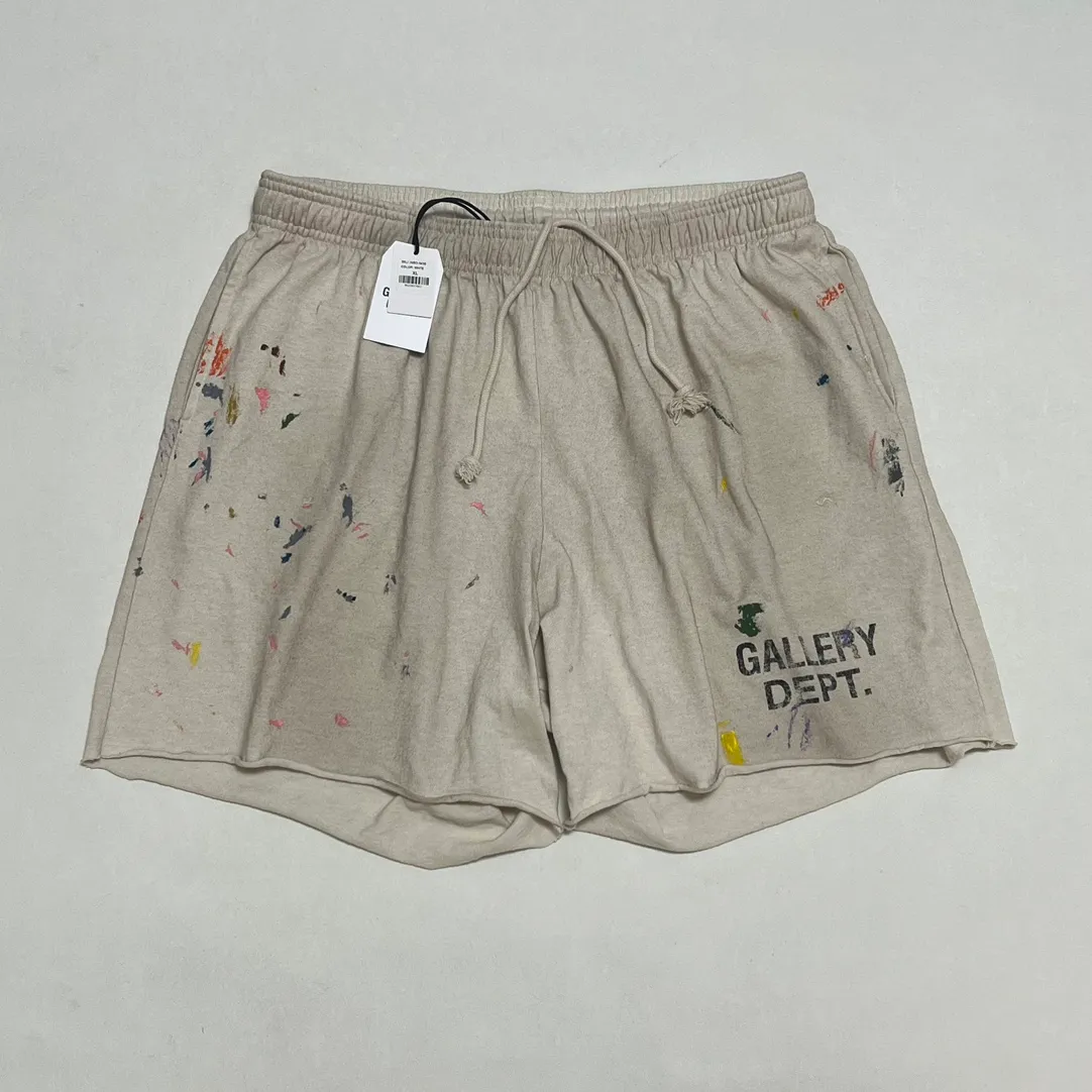 Heavy craftsmanship, the first choice for American boys in summer GALLERY DEPT. INSOMNIA SHORTS/WHITE English mud-dyed and ink-splashed shorts, off-white S-XL, super comfortable and breathable fabric, frees the lower body, heavy wash, mud-dyed and distressed, super complex ink-splashed graffiti